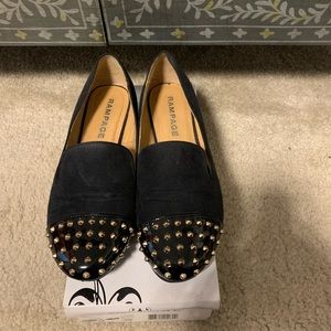 Rampage Gold Spiked Black Flats
